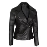 Womens Black Asymmetrical Leather Jacket
